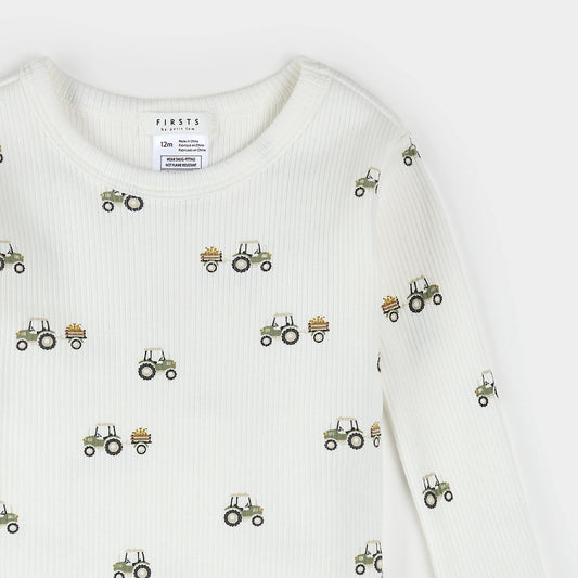 2pc PJ Set | Pear Picking Truck on Off-White | Petit Lem