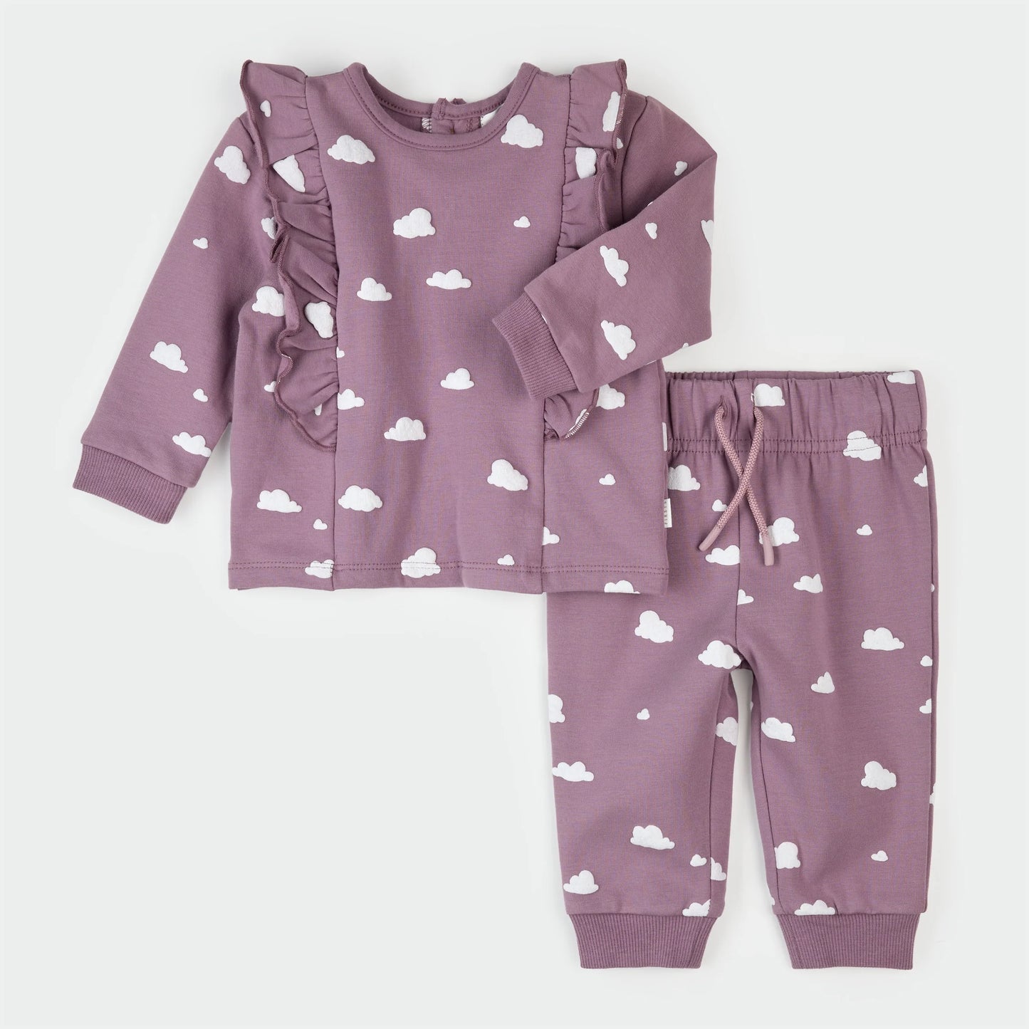 Clouds Print on Elderberry 2 PC Set | Petit Lem