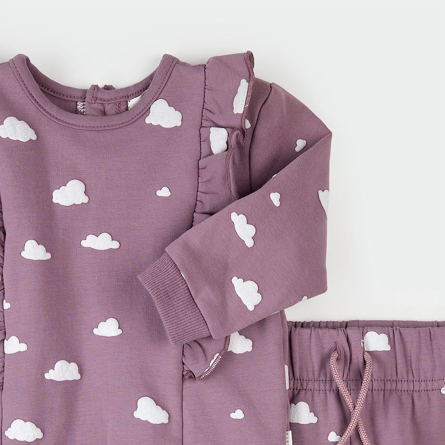 Clouds Print on Elderberry 2 PC Set | Petit Lem