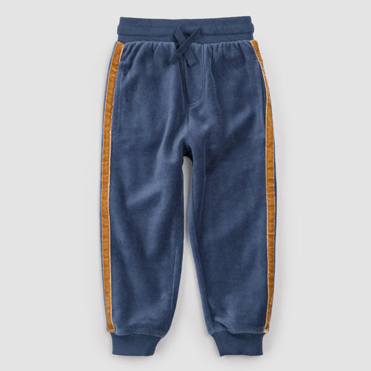 Retro Stripe Joggers | Blue Velour | Miles the Label