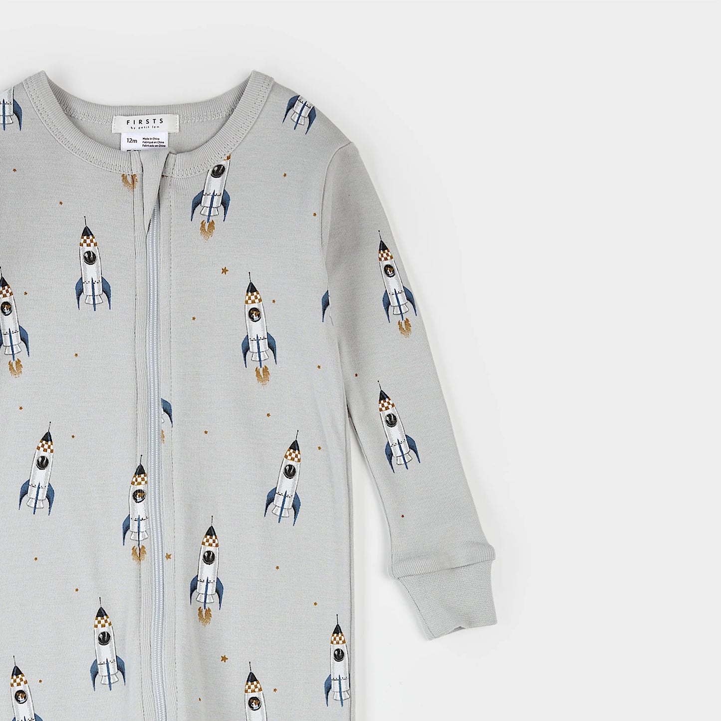 Rocket Print on Lunar Rock Convertible Sleeper | Petit Lem