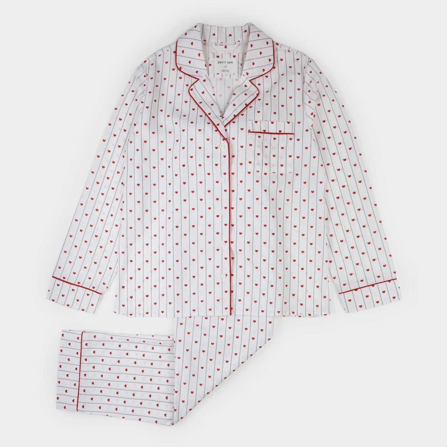Heart Stripe on Women's Poplin PJ Set | Petit Lem