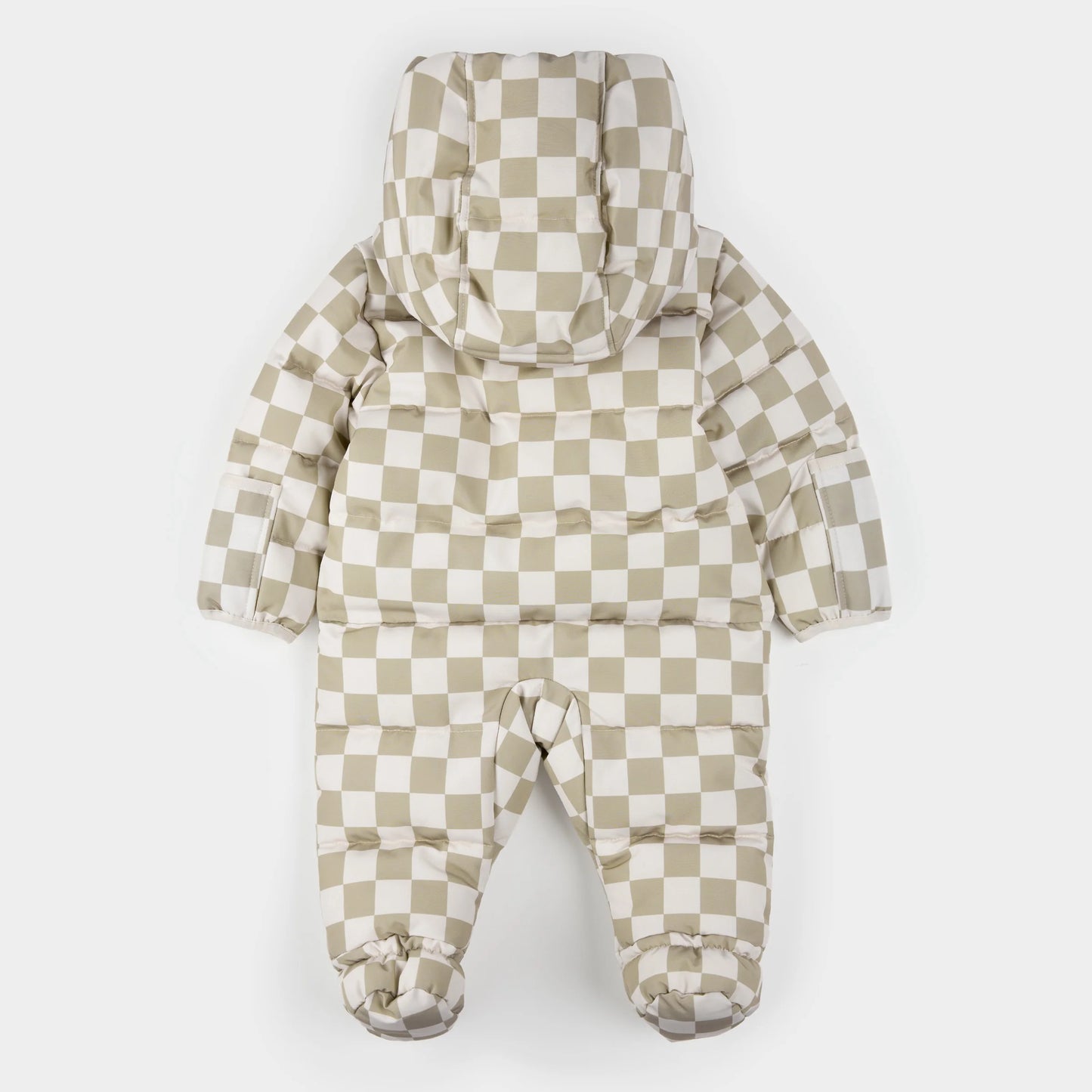 Hooded Baby Snowsuit | Crème Checkerboard | Petit Lem