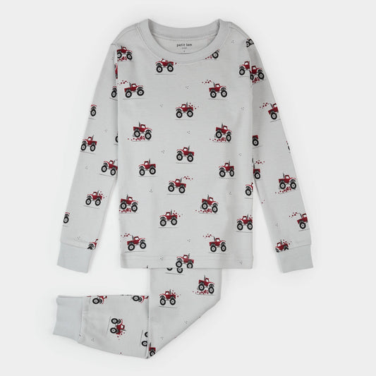 Monster Truck Love Print on Lunar Rock PJ Set | Petit Lem