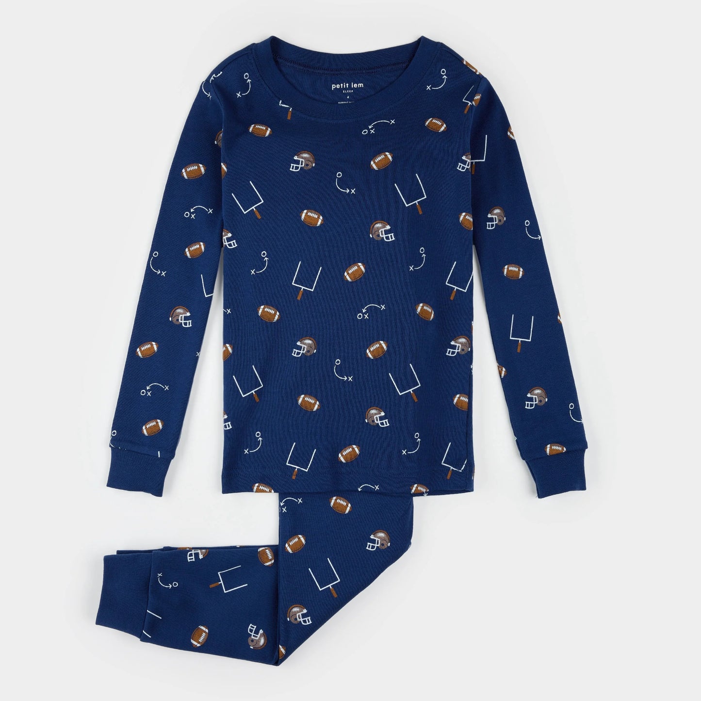 Football Play Print on Blue PJ Set | Petit Lem