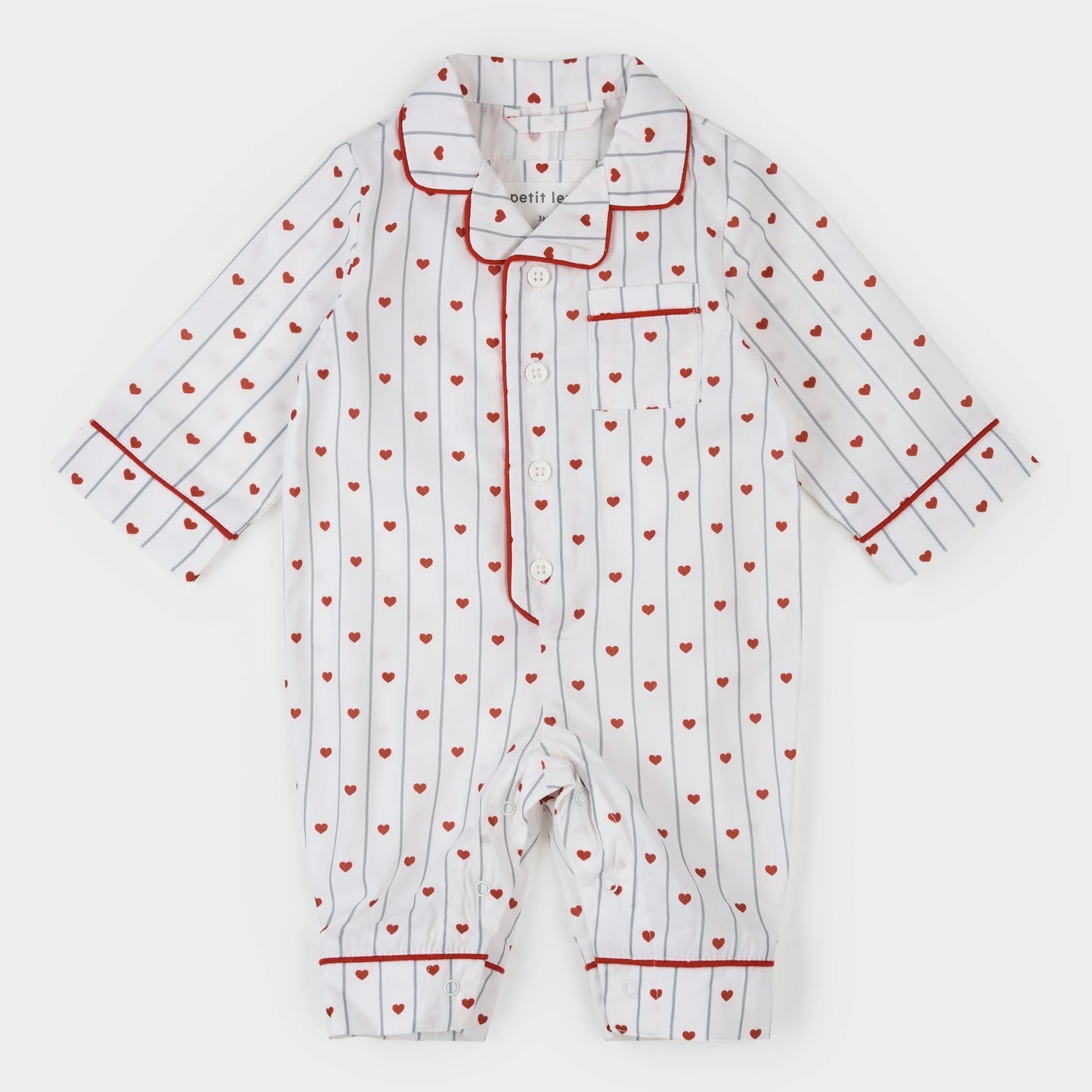 Heart Stripe on Poplin Romper | Petit Lem