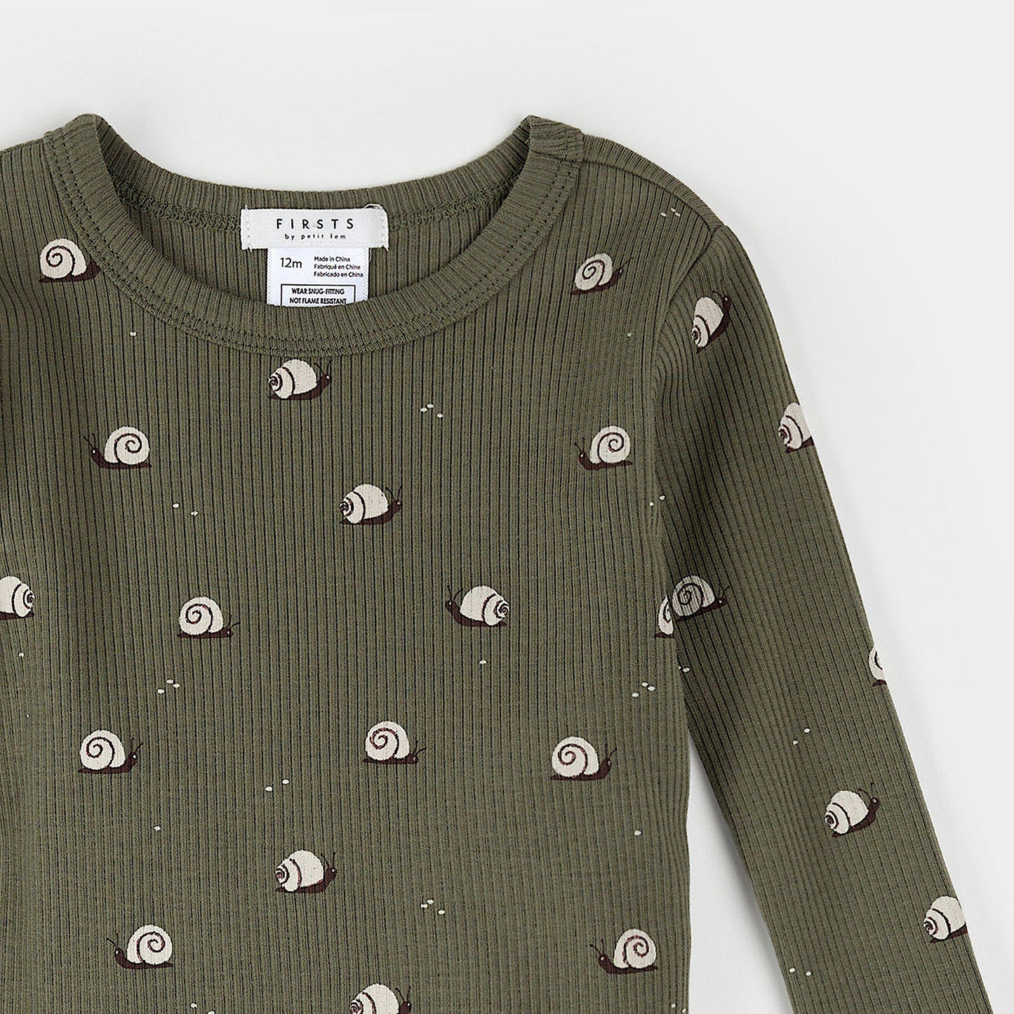 Snail Print on Farm Green Infant PJ Set