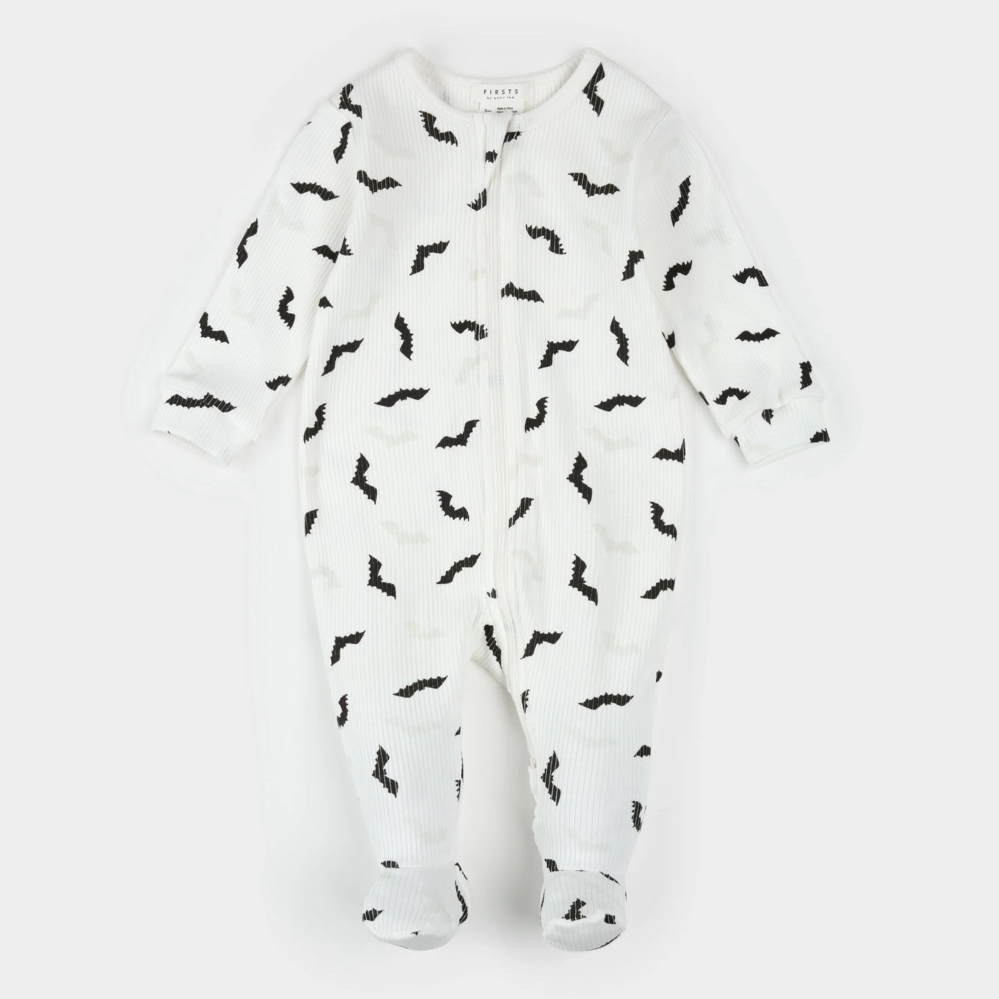 Bats Glow in the Dark Print on Off-White Sleeper | Petit Lem