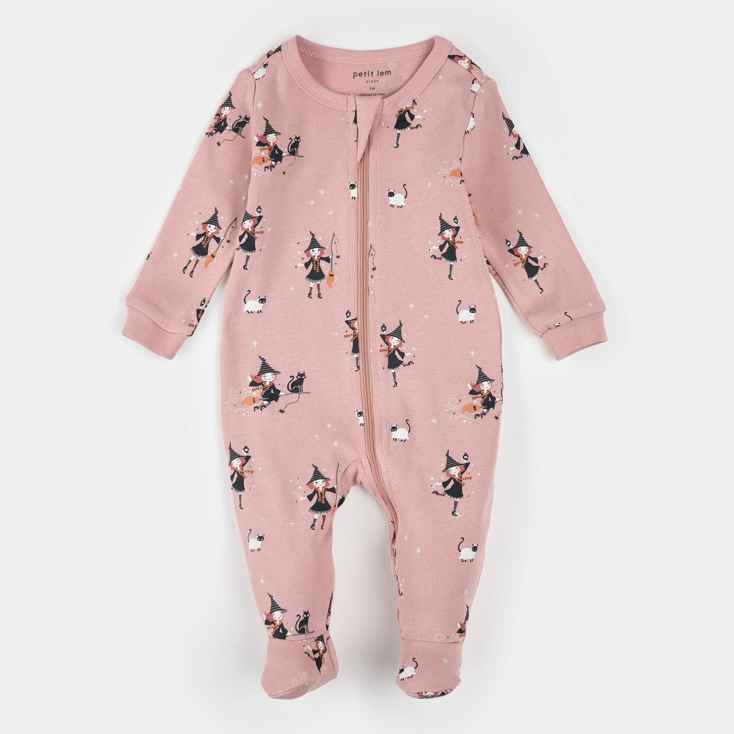 Witch Glow in the Dark Print on Pink Sleeper | Petit Lem
