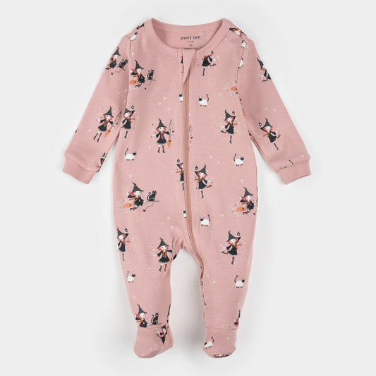 Witch Glow in the Dark Print on Pink Sleeper | Petit Lem