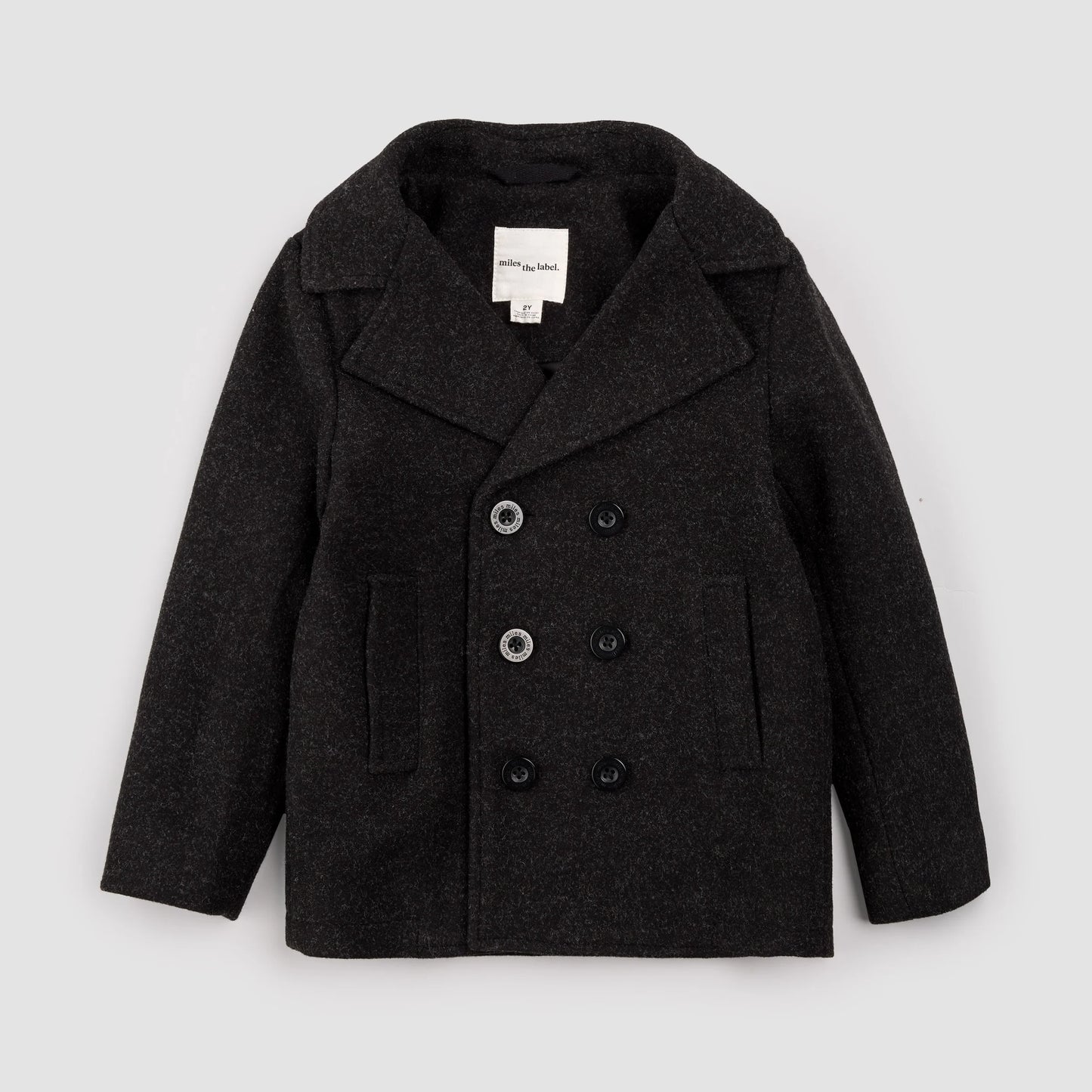 Hooded Woven Pea Coat | Dark Heather Grey | Miles the Label