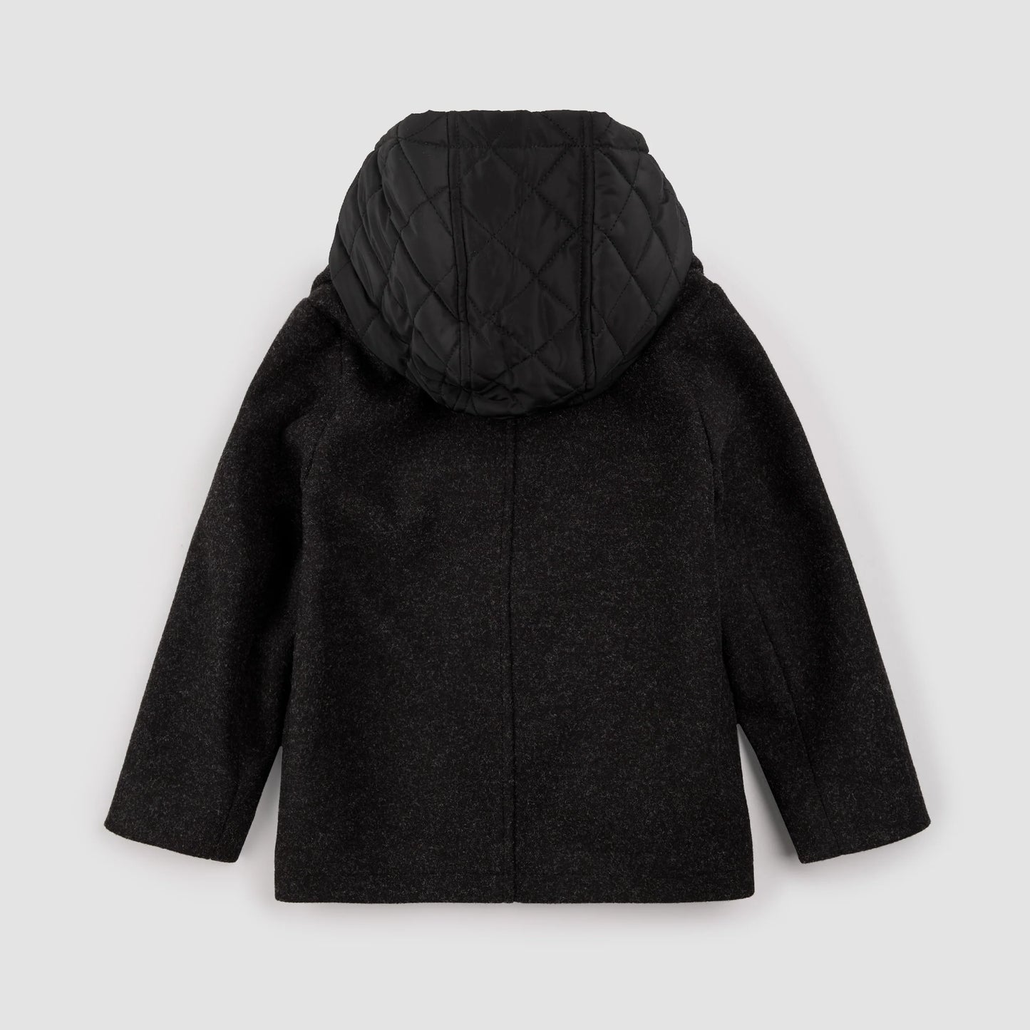 Hooded Woven Pea Coat | Dark Heather Grey | Miles the Label