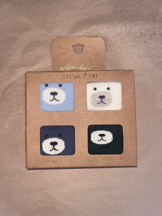 Organic 4 Pack Baby Socks | Moss, Buttermilk, Storm Blue, Twilight Blue | Wilson + Frenchy
