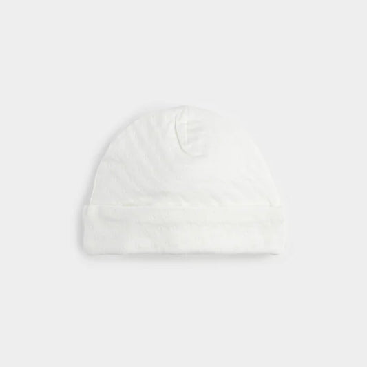 White Pointelle Knit Hat | Petit Lem