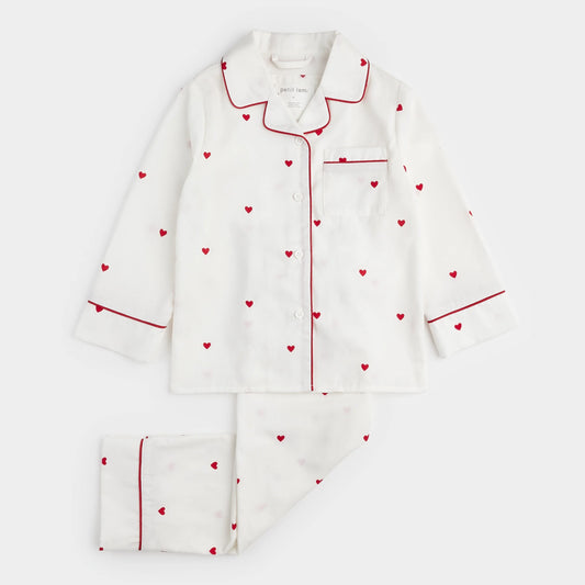 Small Hearts on Poplin PJ Set | Petit Lem