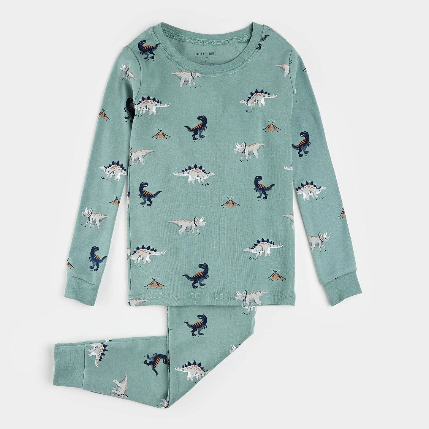 Dinosaur Print on Tidal Wave PJ Set | Petit Lem