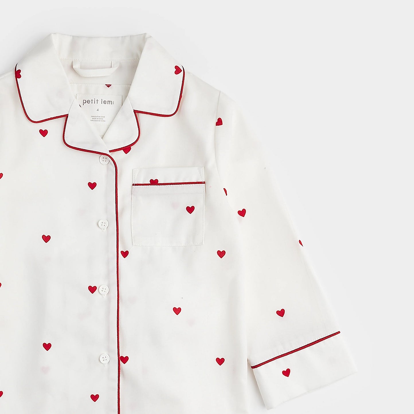 Small Hearts on Poplin PJ Set | Petit Lem