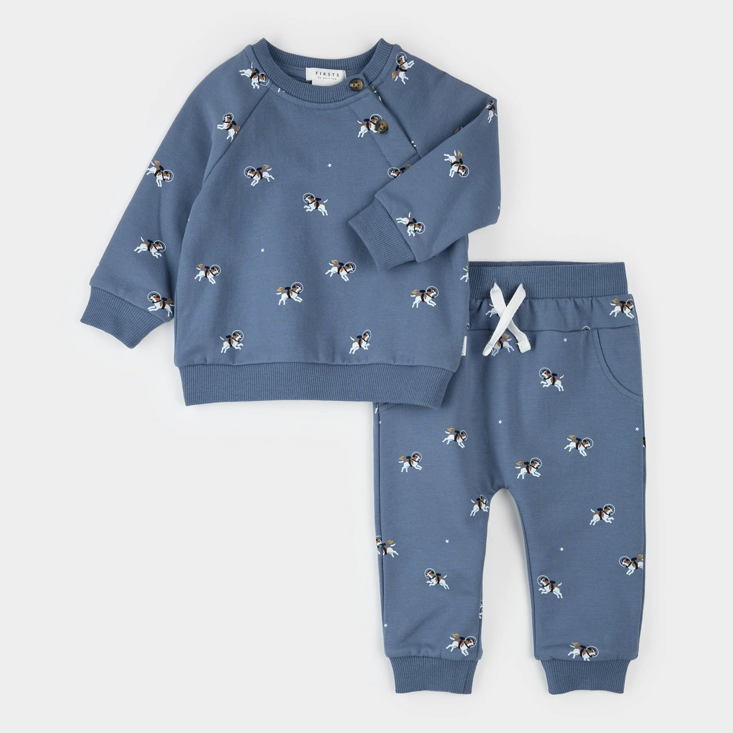 Space Dog Print on Royal Denim | Petit Lem
