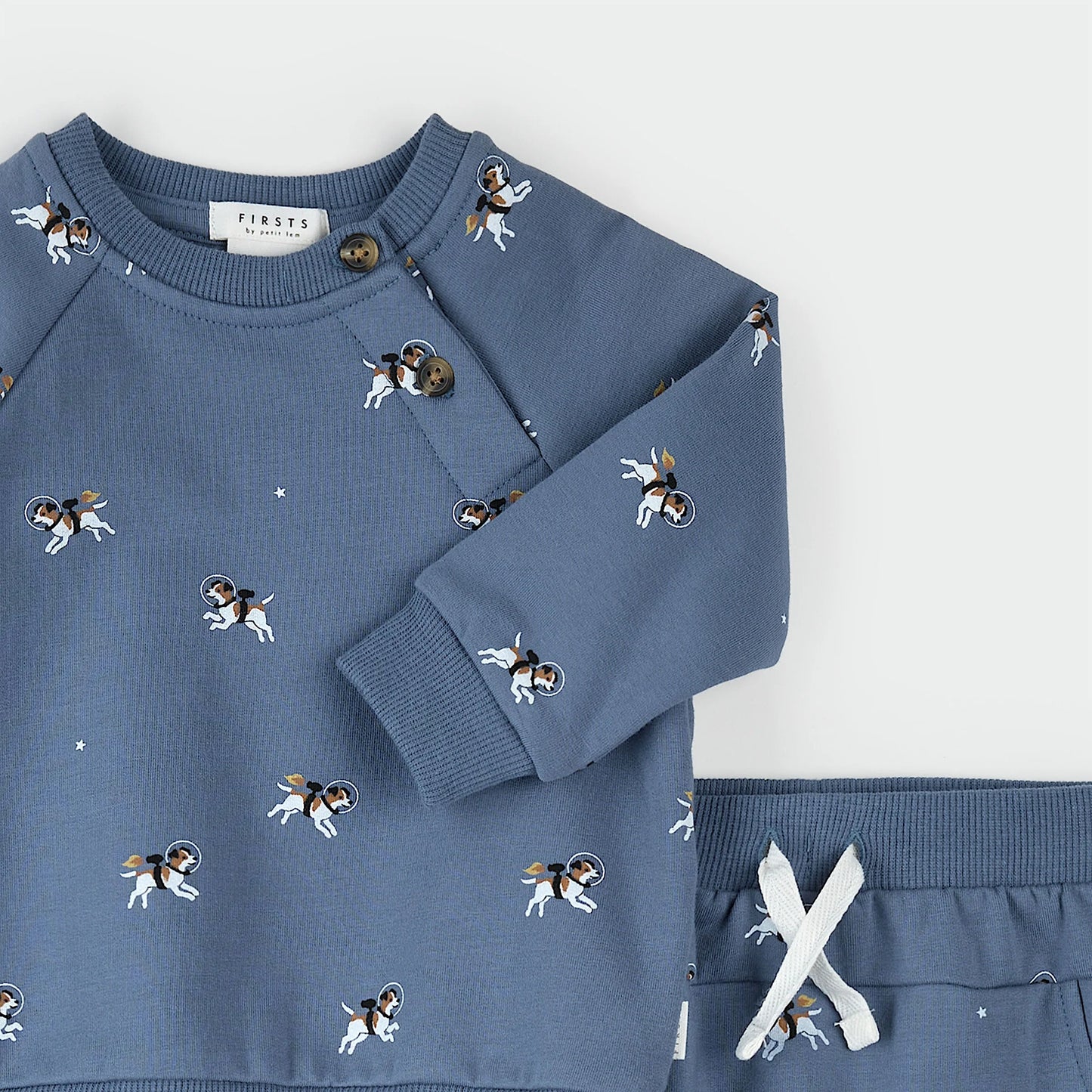 Space Dog Print on Royal Denim | Petit Lem