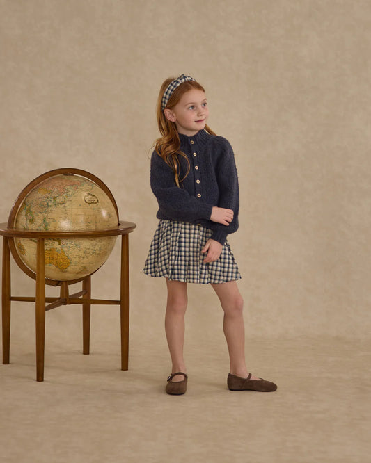 Pleated Mini Skirt | Navy Check | Rylee & Cru
