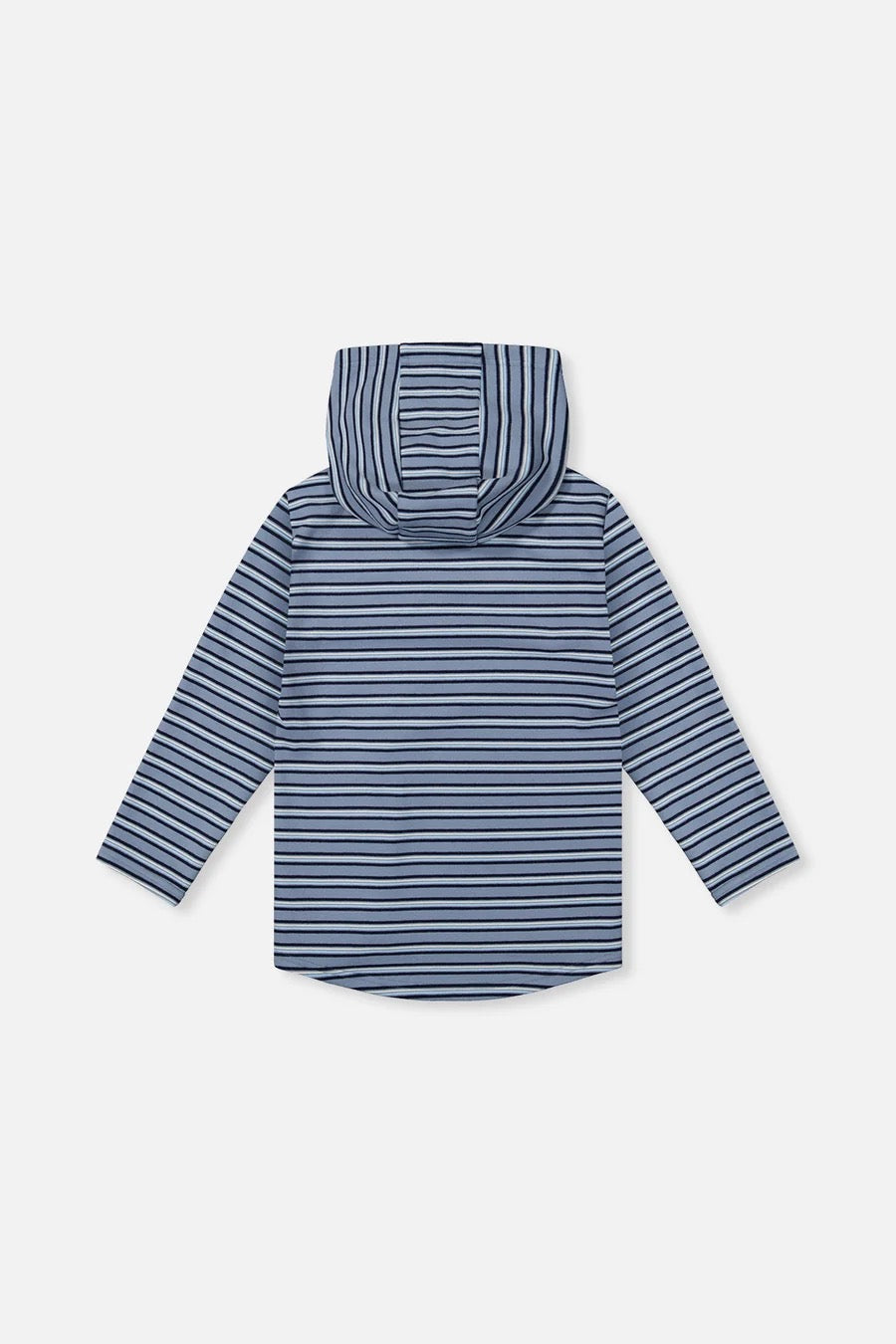 Striped Brushed Jersey Hooded T-Shirt | Blue & White | Deux Par Deux