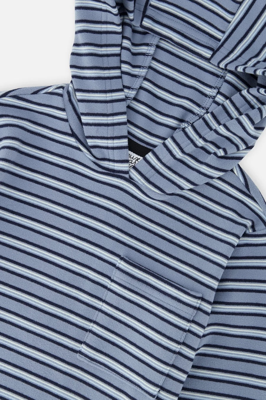Striped Brushed Jersey Hooded T-Shirt | Blue & White | Deux Par Deux
