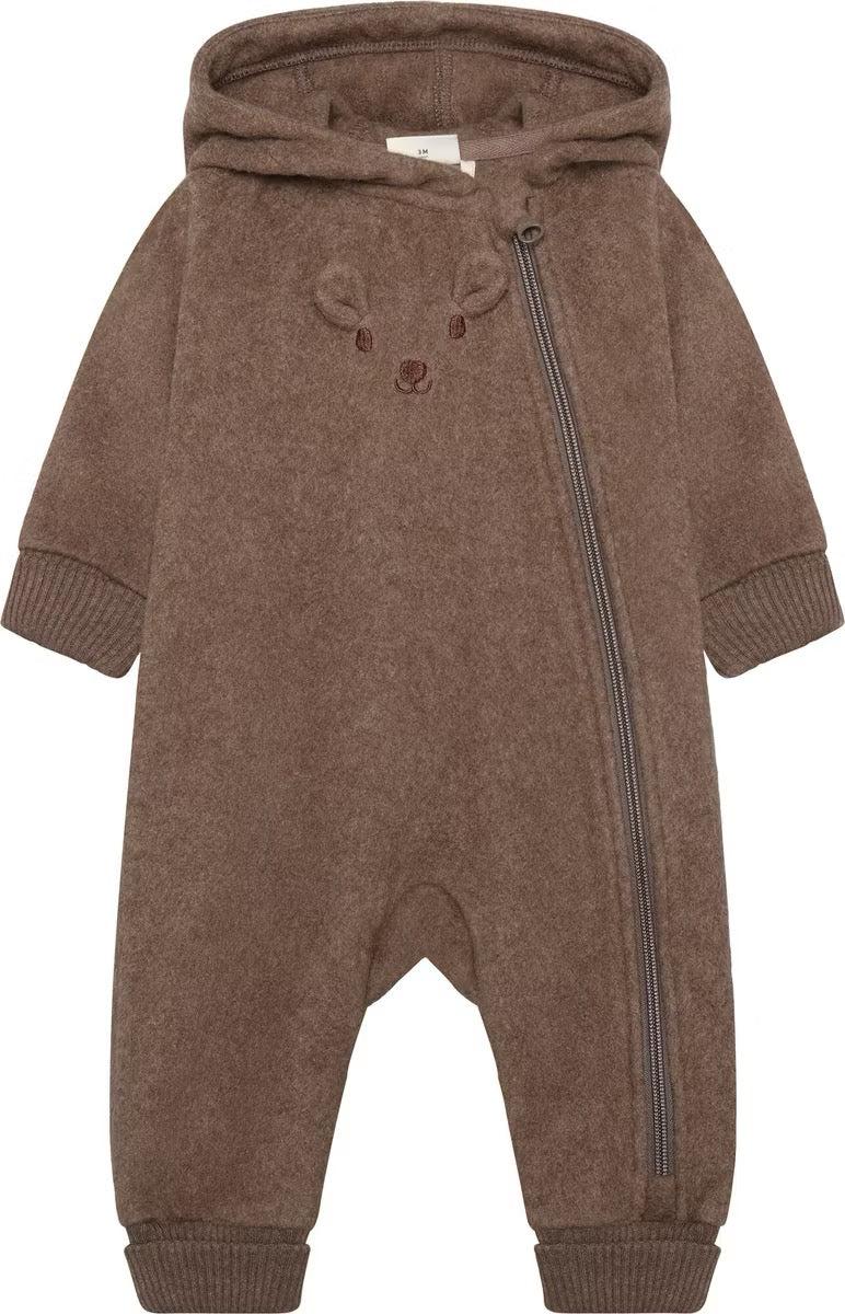 Baby Bear Fleece Jumpsuit | Brown | Minymo
