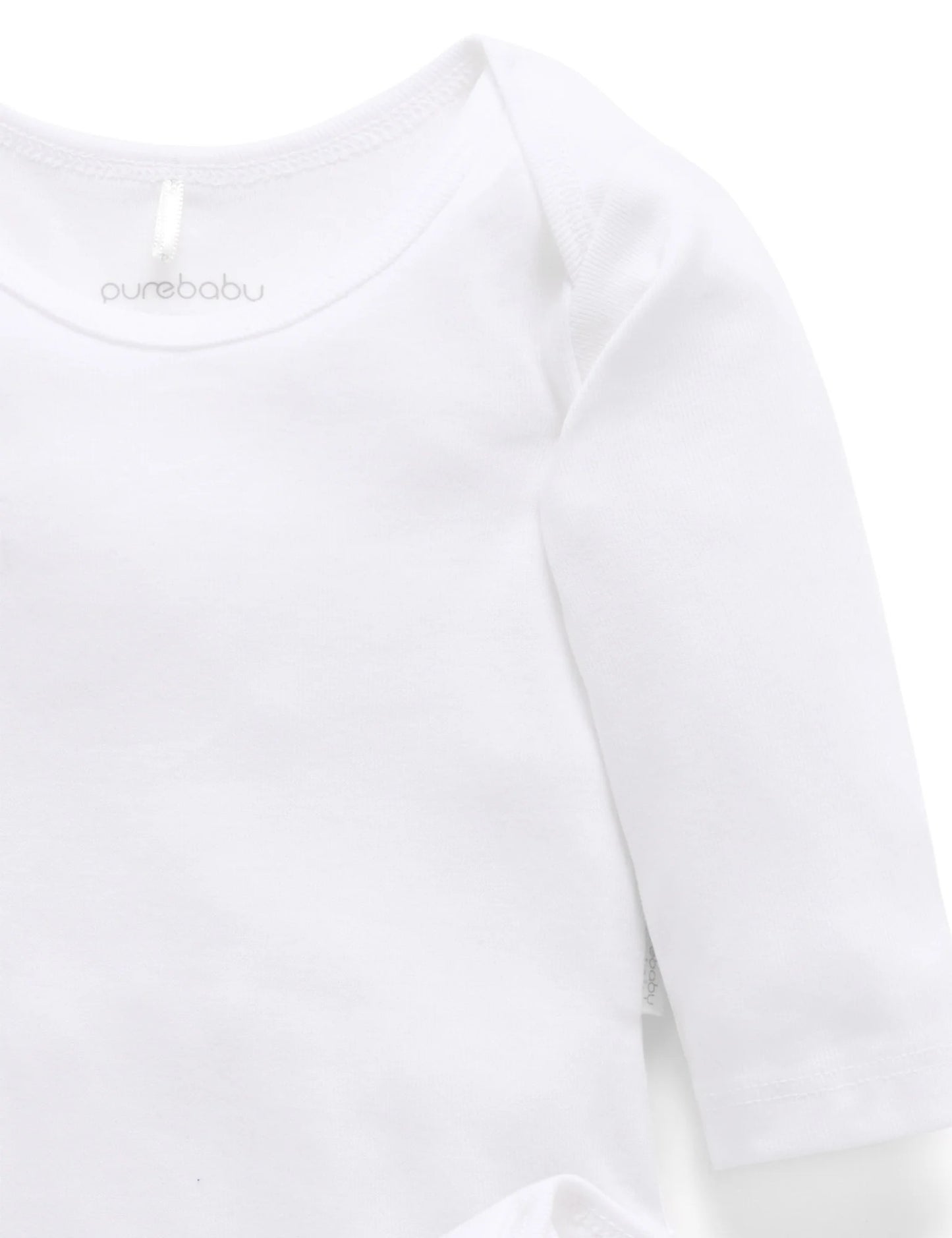 Easy Neck Long Sleeve Bodysuit (2-Pack) | White | Purebaby