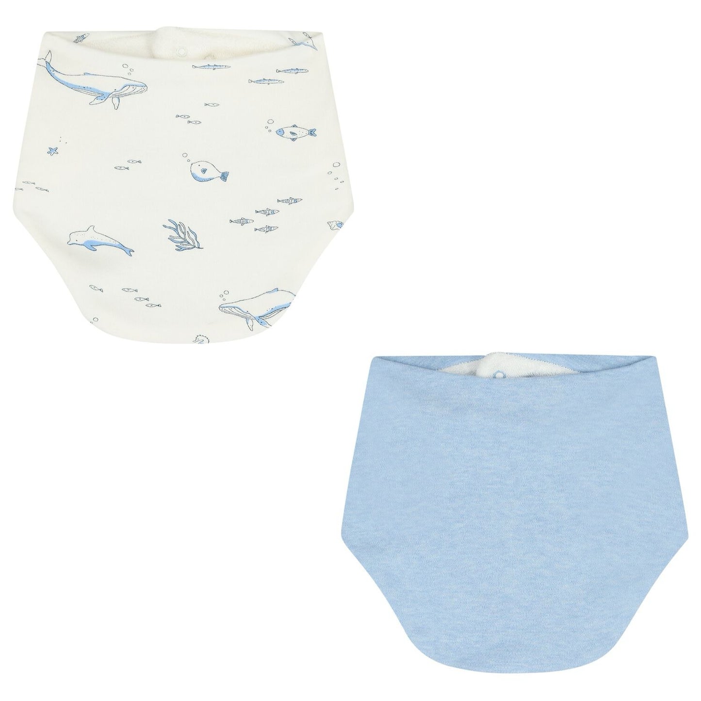 White & Blue Marine Animals Dribble Bibs (2-Pack) | Purebaby