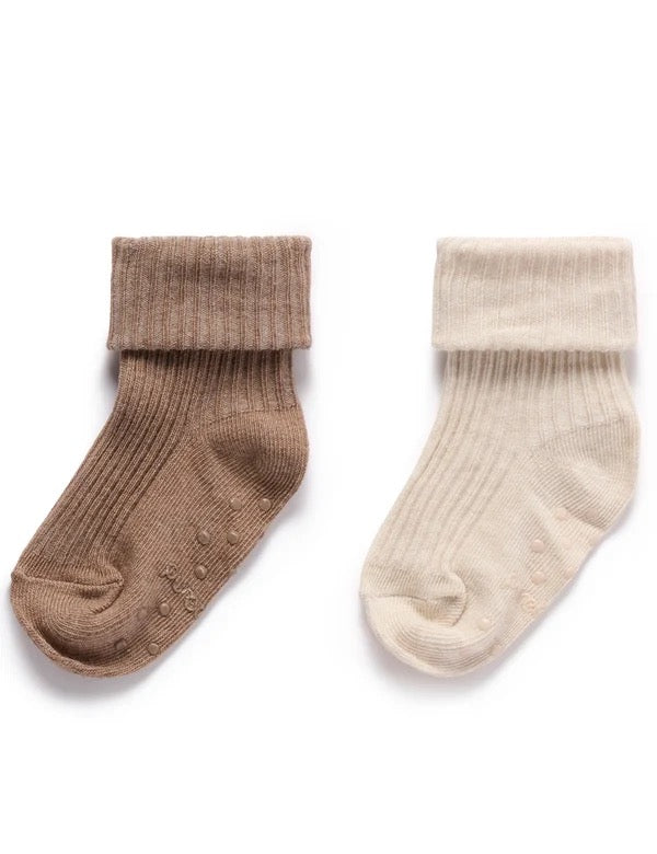 Ribbed Socks (3-Pack) | Wheat | Purebaby
