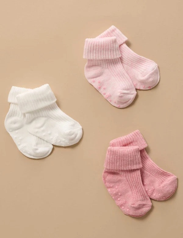 Ribbed Socks (3-Pack) | Pink | Purebaby
