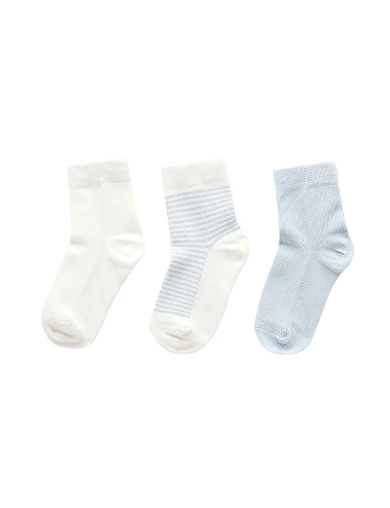 Socks (3-Pack) | Blue & White | Purebaby