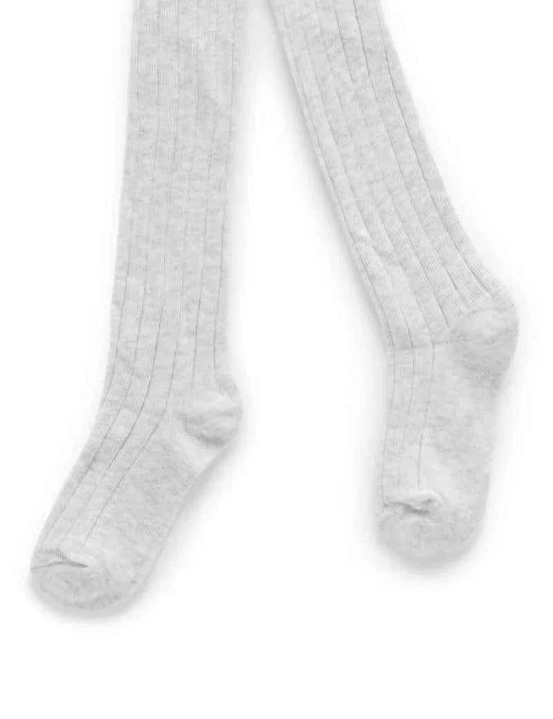 Organic Cotton Rib Tights | Pale Grey | Purebaby