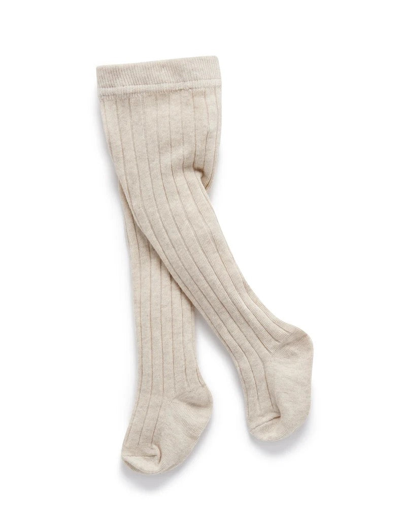 Organic Cotton Rib Tights | Wheat | Purebaby