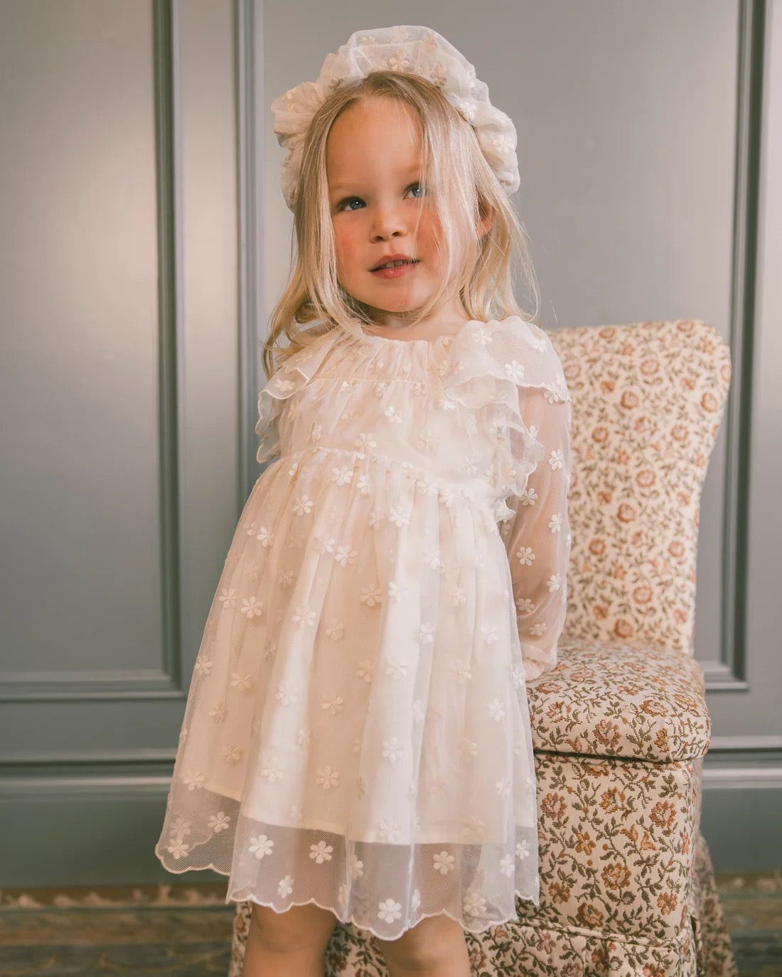 Gathered Headband | Embroidered Daisy | Noralee