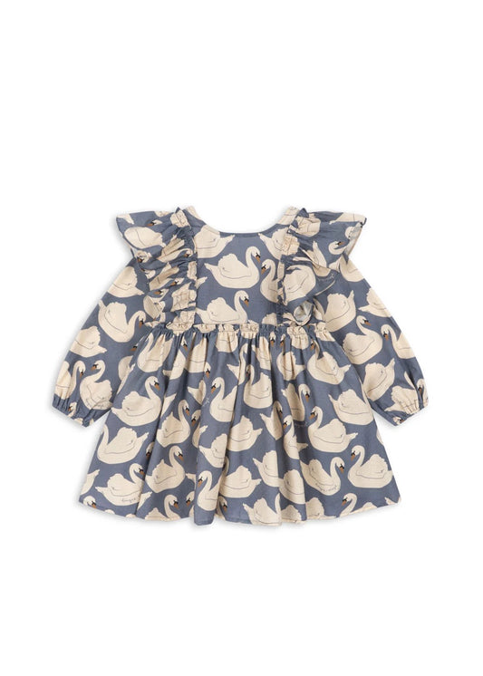 Evia Long Sleeve Bow Dress | Swans | Kong's Sloejd