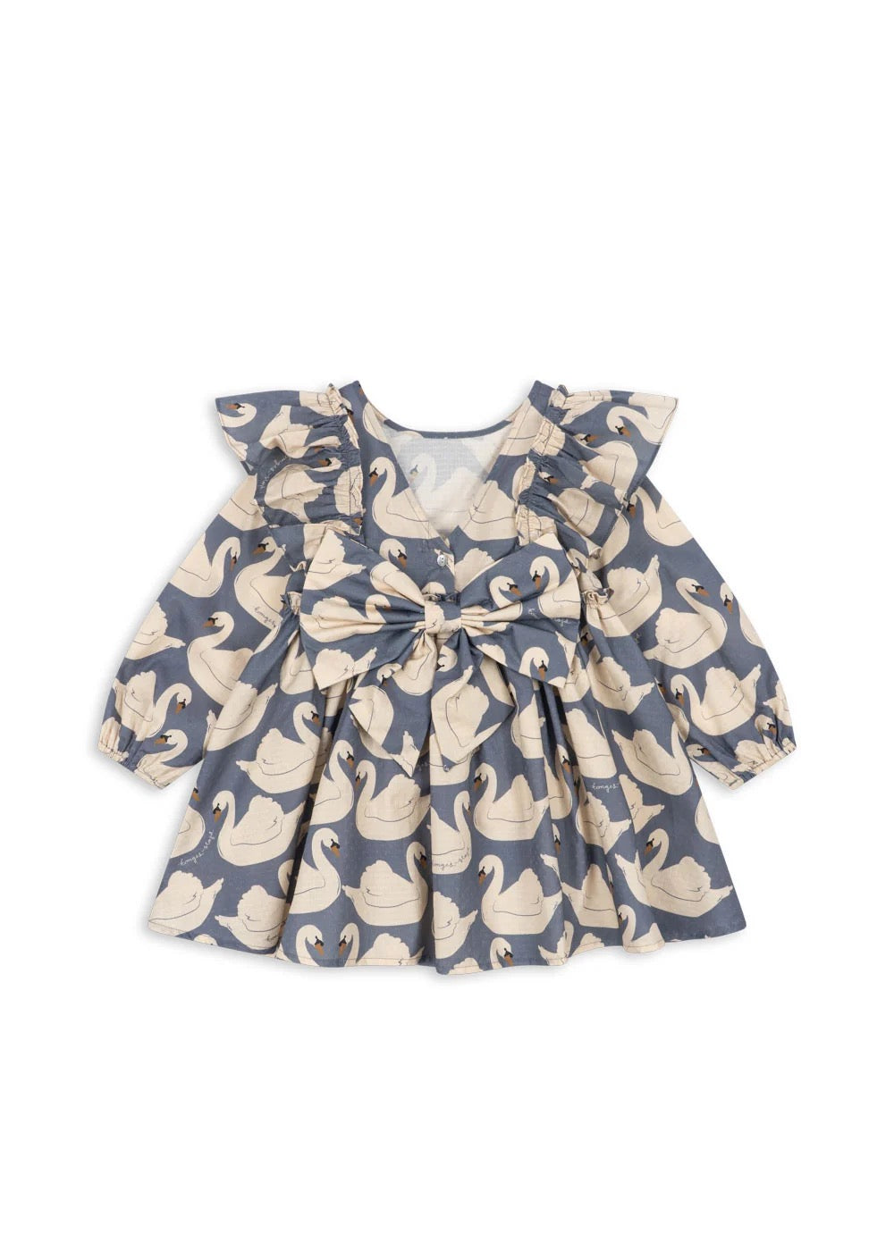 Evia Long Sleeve Bow Dress | Swans | Kong's Sloejd