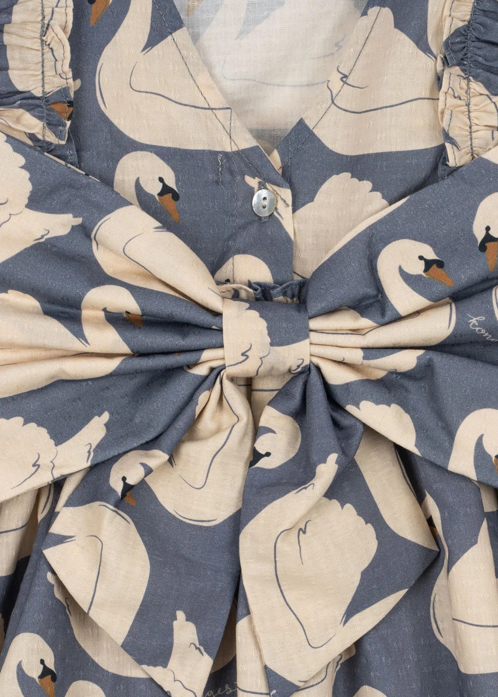 Evia Long Sleeve Bow Dress | Swans | Kong's Sloejd