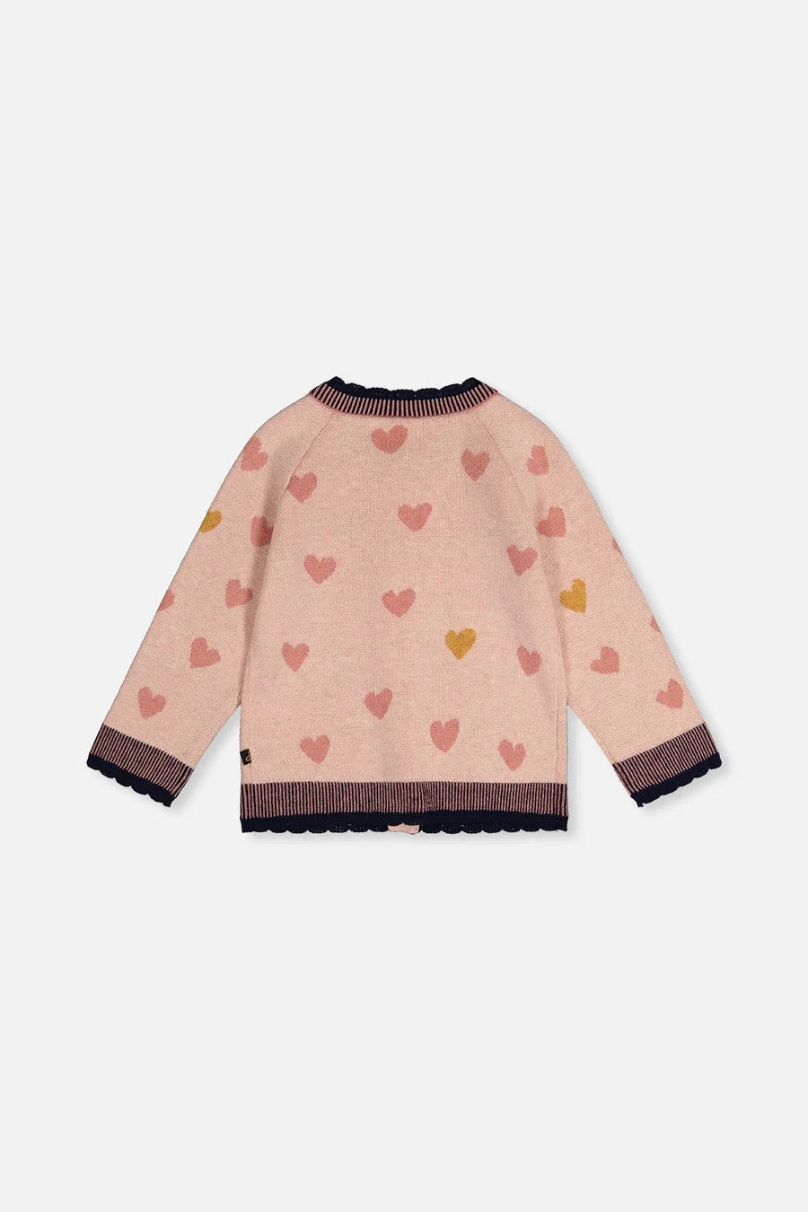 Knitted Jacquard Cardigan | Pale Dusty Pink And Navy | Deux Par Deux