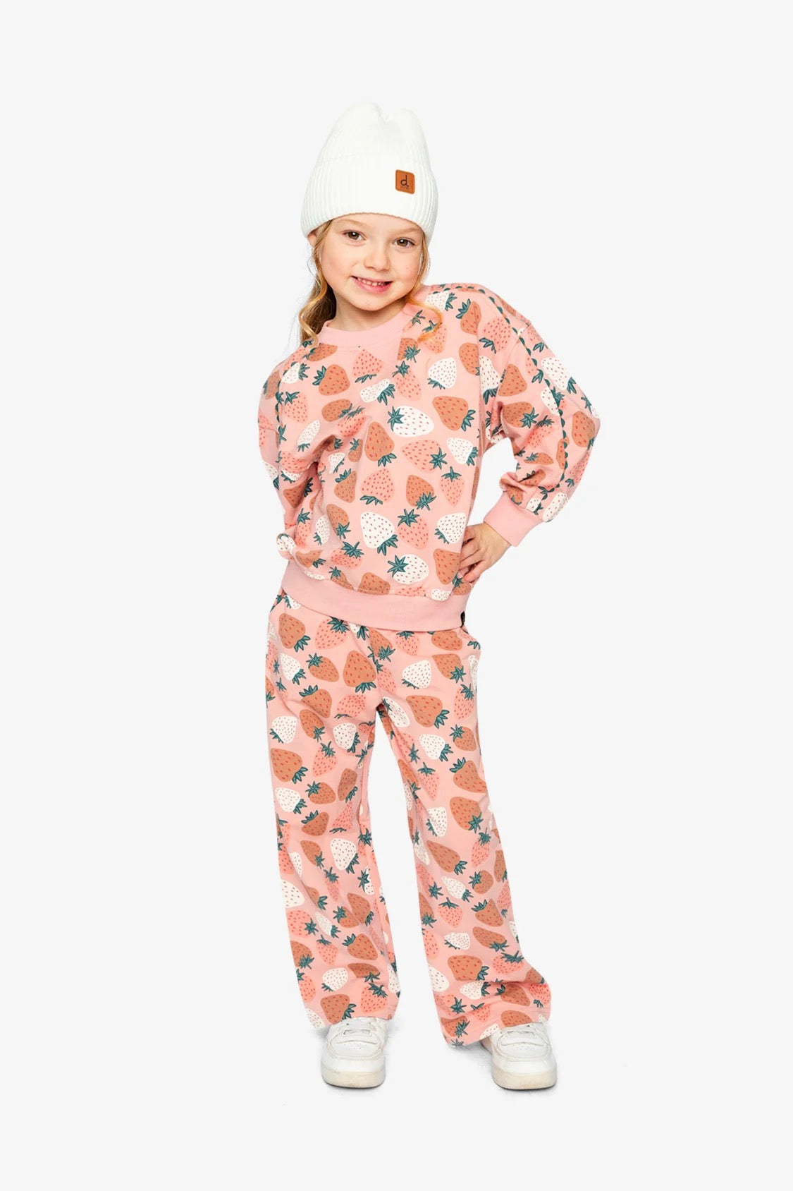 Wide Leg Sweatpants | Pink Strawberry | Deux Par Deux