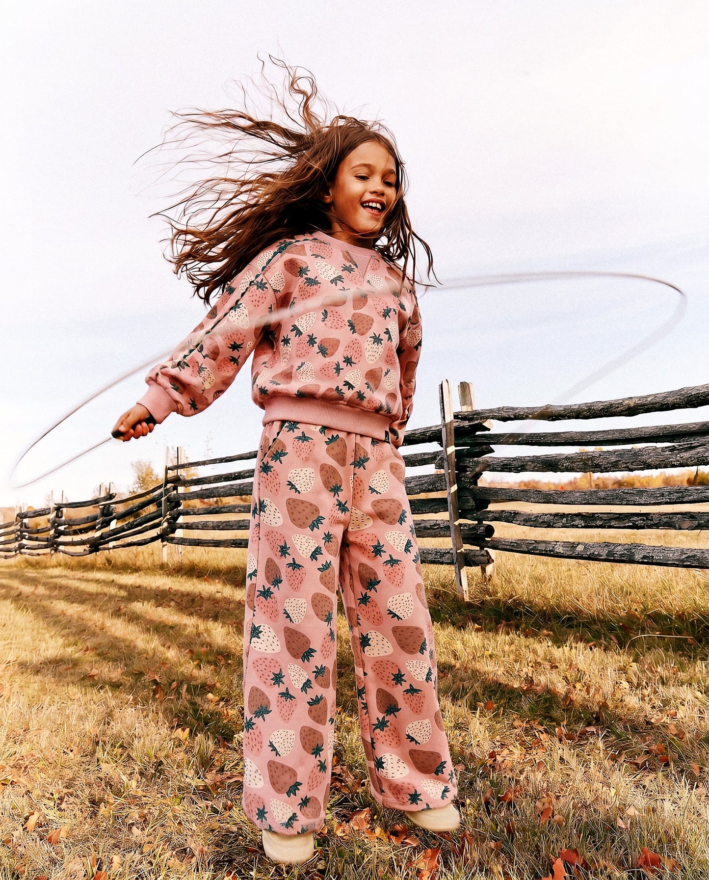 Wide Leg Sweatpants | Pink Strawberry | Deux Par Deux