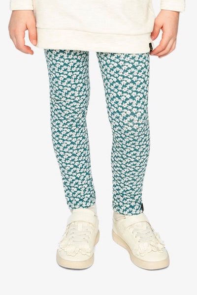 Organic Cotton Leggings | Green Daisy | Deux Par Deux