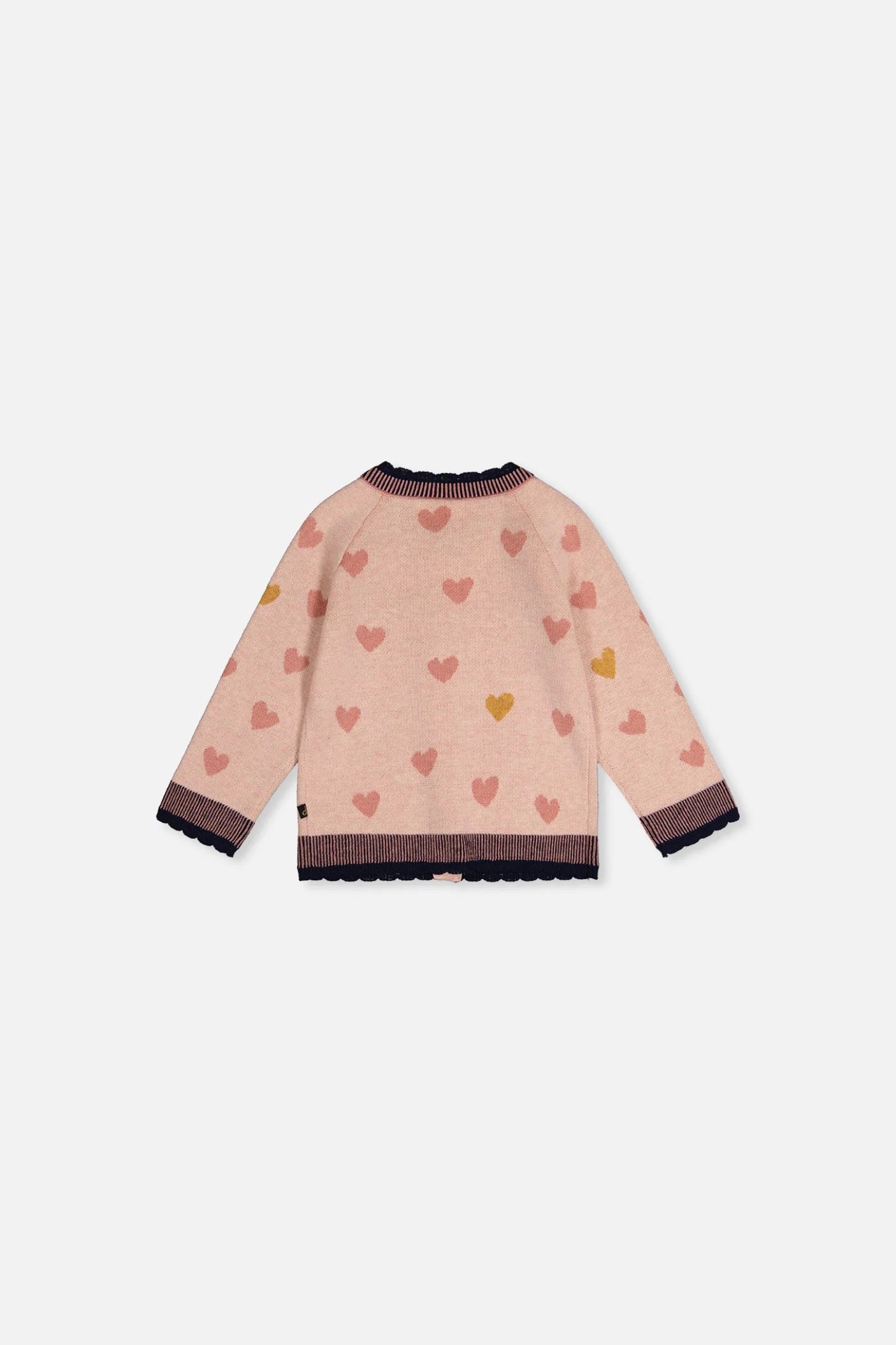 Baby Knitted Jacquard Cardigan | Pale Dusty Pink And Navy | Deux par Deux