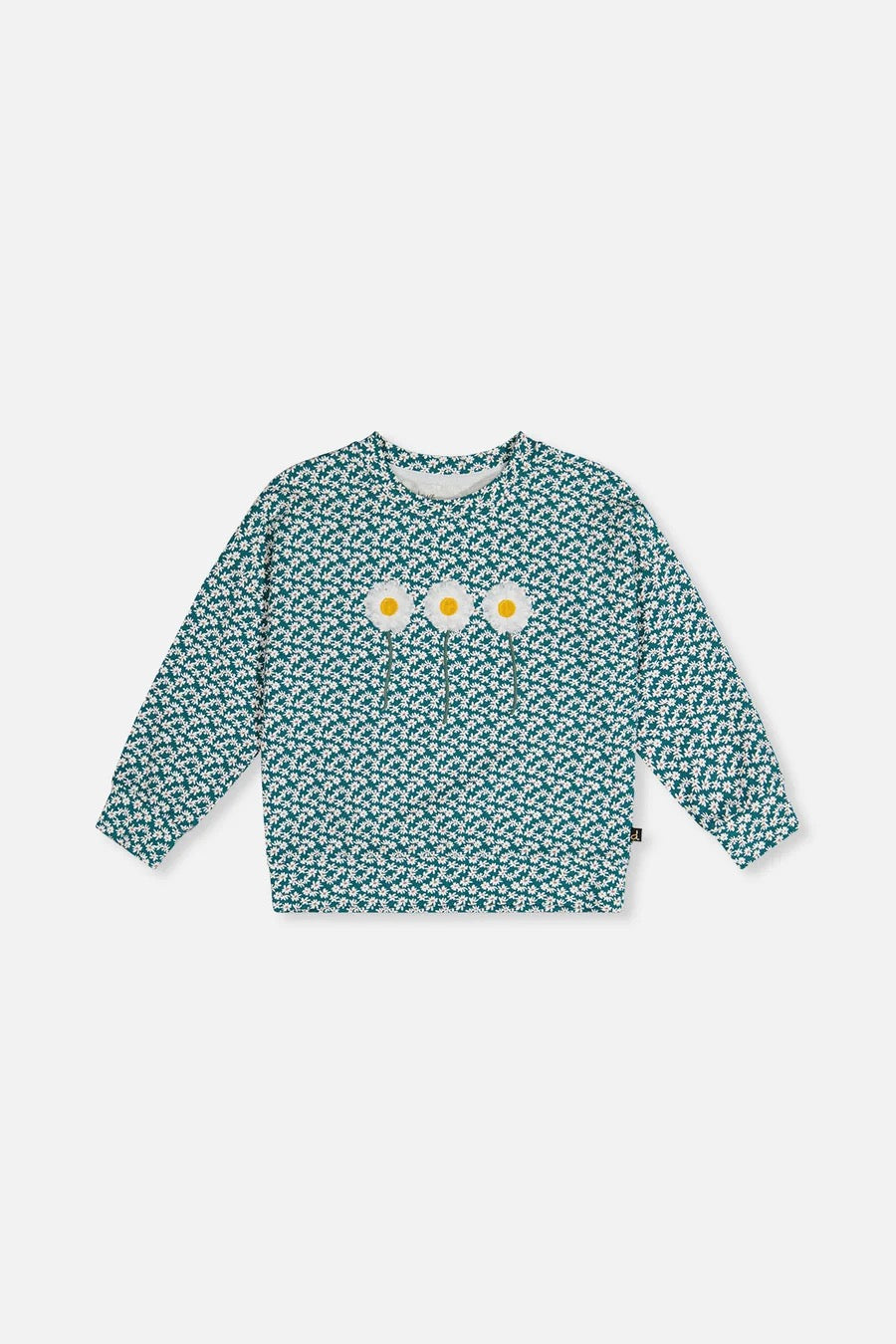 Printed Jersey Long Sleeve T-Shirt | Green Floral Print | Deux Par Deux