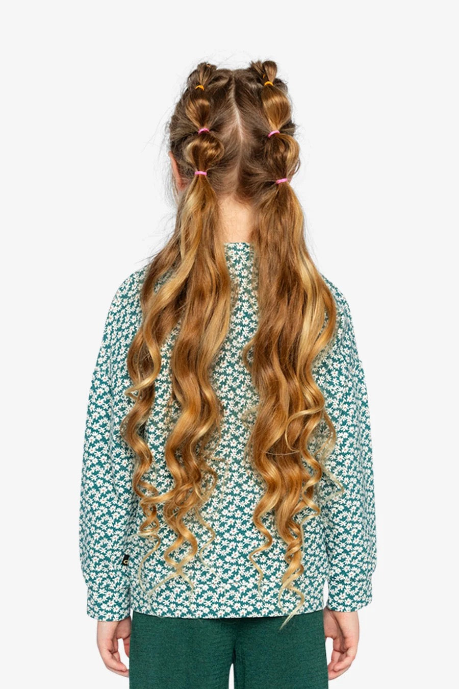 Printed Jersey Long Sleeve T-Shirt | Green Floral Print | Deux Par Deux