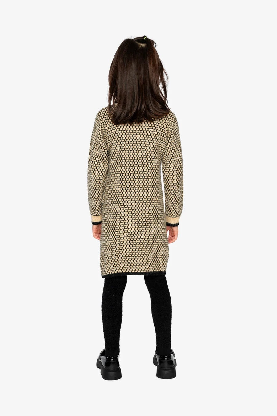 Knit Dress With Collar | Beige And Black | Deux Par Deux