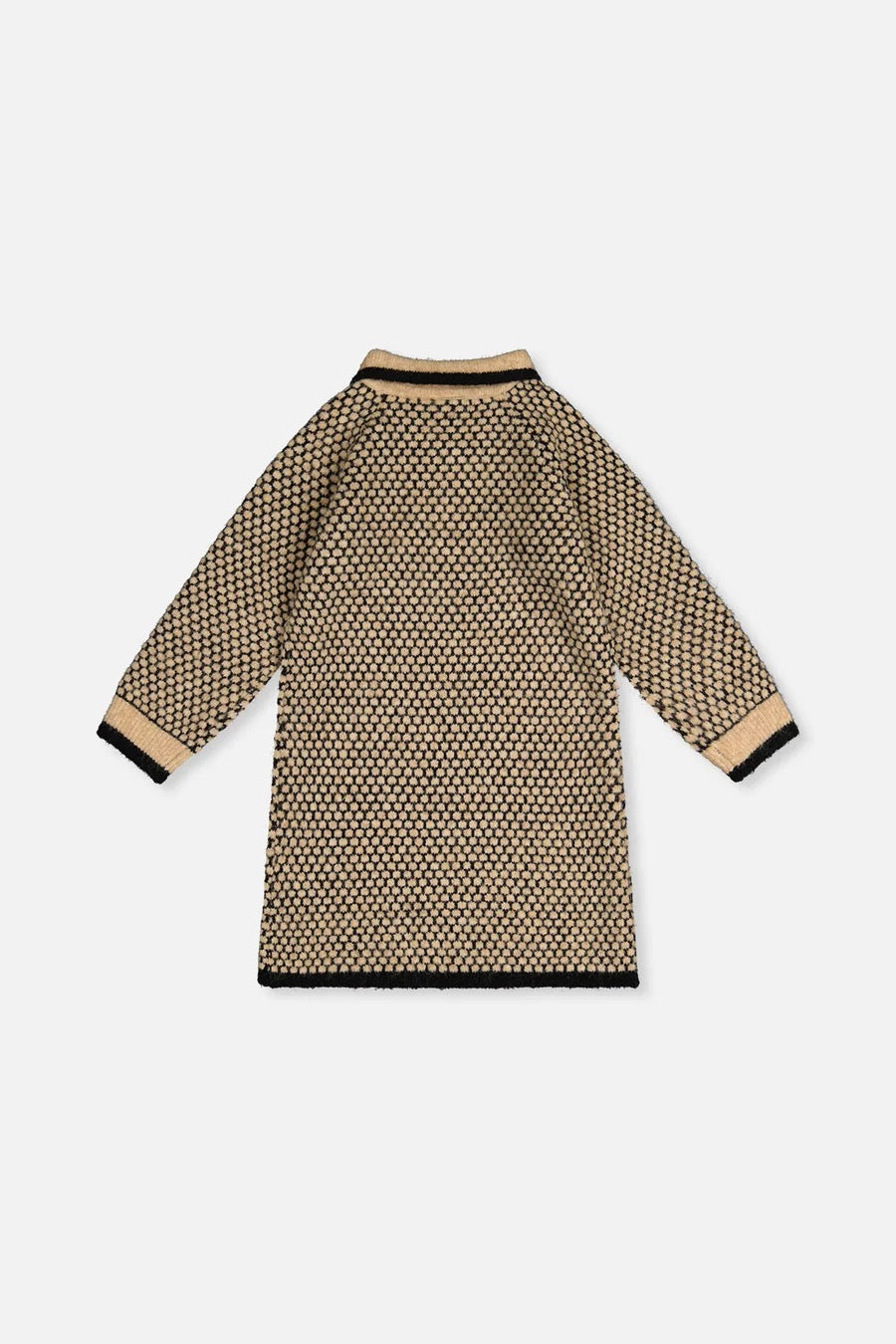 Knit Dress With Collar | Beige And Black | Deux Par Deux