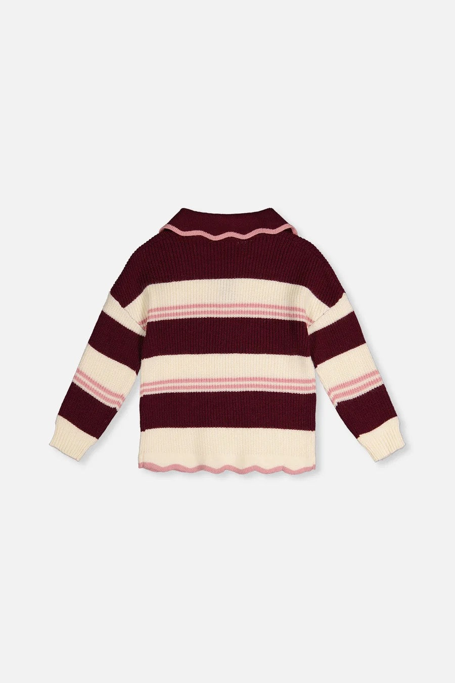 Scalloped Collar Sweater | Red And White Stripes | Deux Par Deux