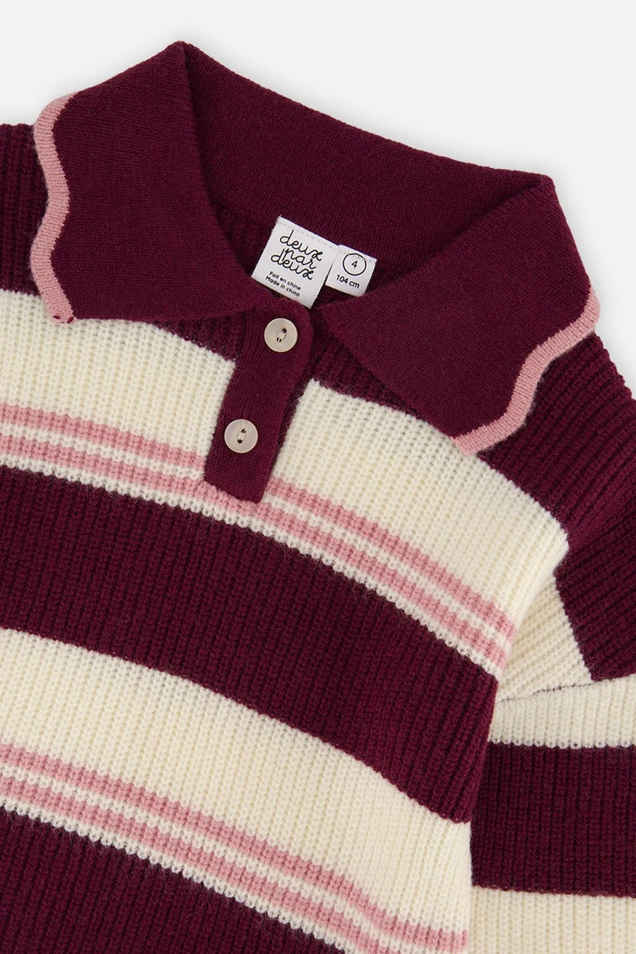 Scalloped Collar Sweater | Red And White Stripes | Deux Par Deux