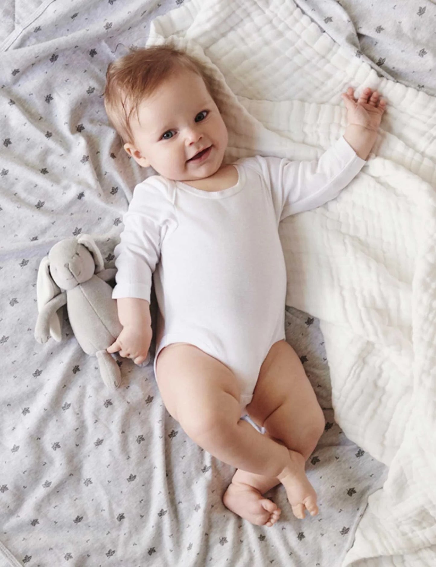 Easy Neck Long Sleeve Bodysuit (2-Pack) | White | Purebaby